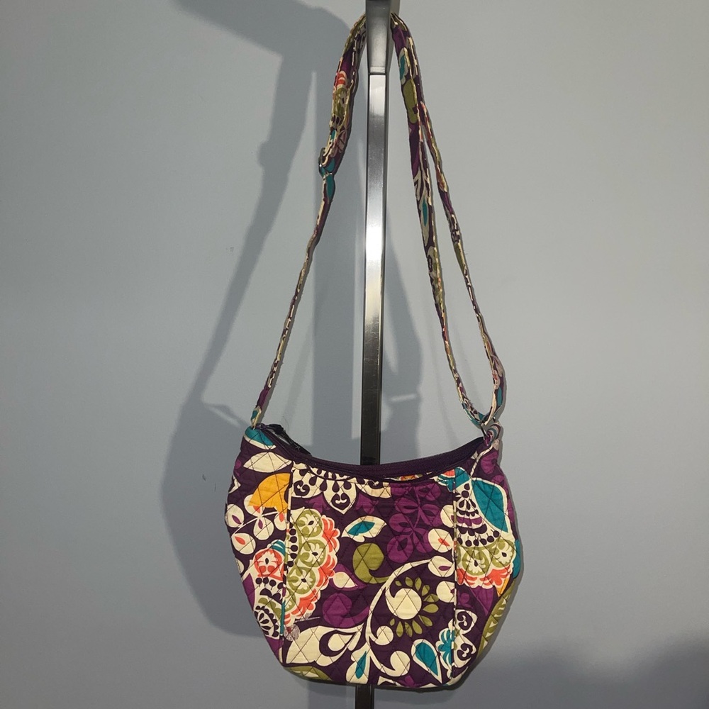 Vera Bradley Purple Floral Shoulder Bag crossbody purse plum crazy - Picture 2 of 5